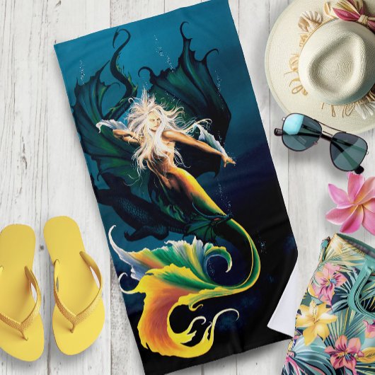 Zeemeermin Dragon Fantasy Blue Strandlaken
