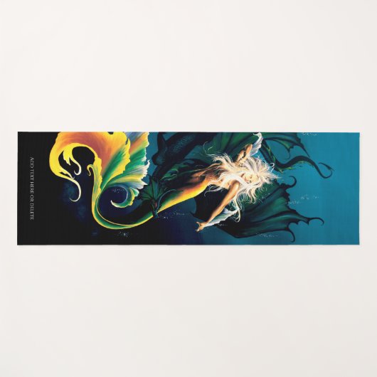 Zeemeermin Dragon Fantasy Blue Yogamat (Voorkant (horizontaal))