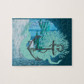 Zeemeermin en anker puzzel legpuzzel (Horizontaal)