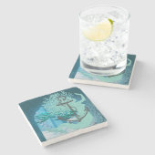 Zeemeermin en anker stenen Onderzetter (Zijkant)