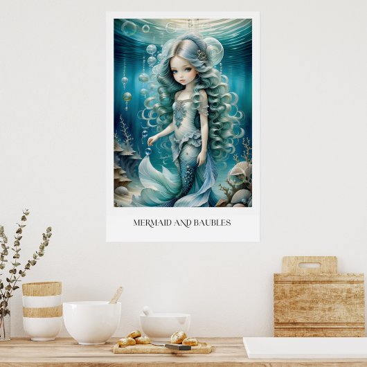 Zeemeermin en Baubles Poster (Keuken)