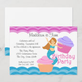 Zeemeermin en cupcakes verjaardag kaart (Voorkant / Achterkant)