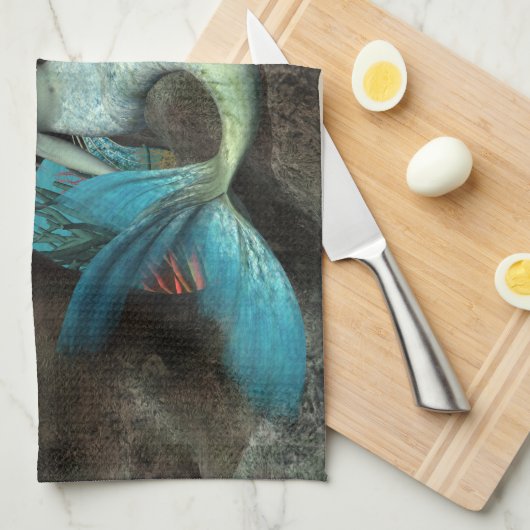 Zeemeermin en Dolfijn Onder het Zee Theedoek (Quarter Fold)