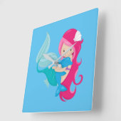 zeemeermin en dolfijn vierkante klok (Hoek)