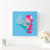 zeemeermin en dolfijn vierkante klok (Huis)