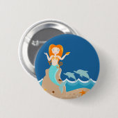 Zeemeermin en dolfijnen onder het zee ronde button 5,7 cm (Voorkant /achterkant)