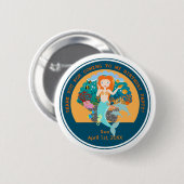 Zeemeermin en dolfijnen tijdens het verjaardagsfee ronde button 5,7 cm (Voorkant /achterkant)