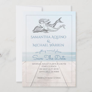 Zeemeermin en Dolphin Beach Lake Wedding Save The Date