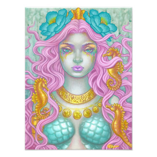 Zeemeermin en drie Zeeen van Holly Durr Foto Afdruk