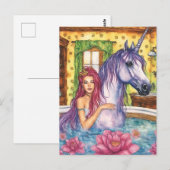 Zeemeermin en eenhoorn badfantasie briefkaart (Voorkant / Achterkant)