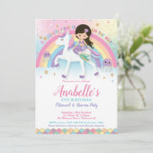 Zeemeermin en Eenhoorn Verjaardag Uitnodigingen Re (Staand voorkant)