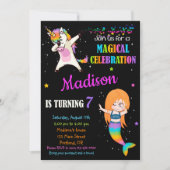 Zeemeermin en eenhoorn verjaardagsuitnodiging Dabb Kaart (Voorkant)