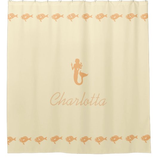 Zeemeermin en Fish Peach Maritieme Symbolen met Na Douchegordijn (Voorkant)