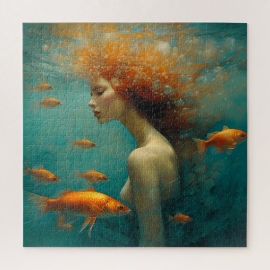 Zeemeermin en goudvis legpuzzel (Verticaal)