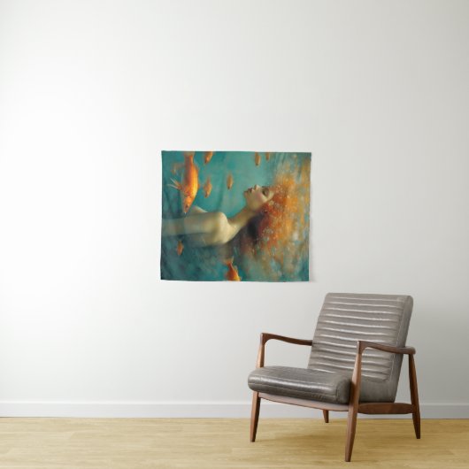 Zeemeermin en goudvis wandkleed (In Situ (horizontaal))