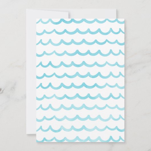 Zeemeermin en haai verjaardagsfeestuitnodiging kaart (Achterkant)