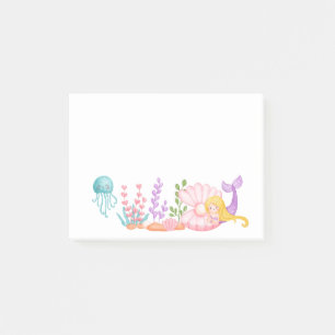 Zeemeermin en kwallen onder de Waterverf van de Ze Post-it® Notes