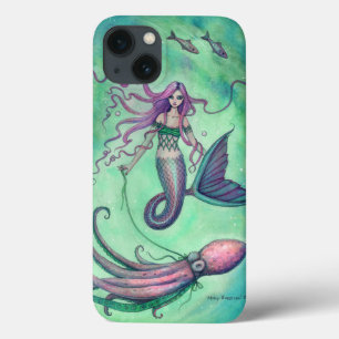 Zeemeermin en Octopus Fantasie Kunst Illustratie iPhone 13 Hoesje