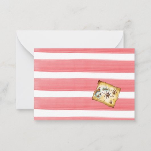 Zeemeermin en piraat waterverf verjaardagsfeest be notitiekaartje (Achterkant)