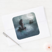 Zeemeermin en Piratenschip Sticker (Envelop)