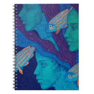 Zeemeermin en vis, surrealistische fantasiekunst, notitieboek