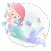 Zeemeermin en vissticker sticker (Voorkant)