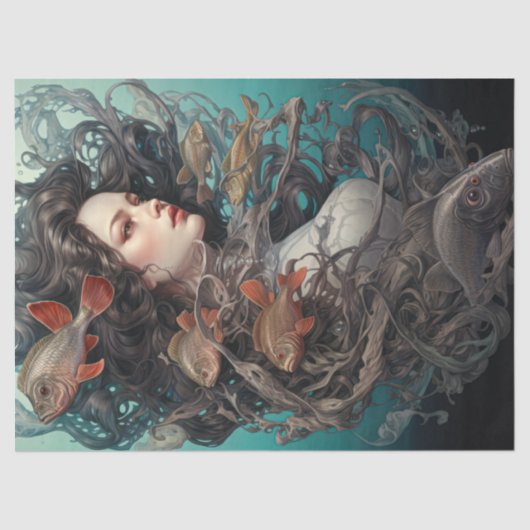 Zeemeermin en vist onder het Zee Tissuepapier (Voorkant)