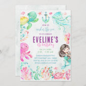 Zeemeermin en vrienden onderwater uitnodiging (Voorkant / Achterkant)