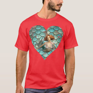 Zeemeermin en zeemeerminnende schildpad Blauwgroen T-shirt