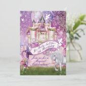 Zeemeermin Fairy Unicorn Castle Enchanted Invitati Kaart (Staand voorkant)