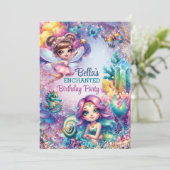 Zeemeermin Fairy Verjaardagsfeestje Kaart (Staand voorkant)