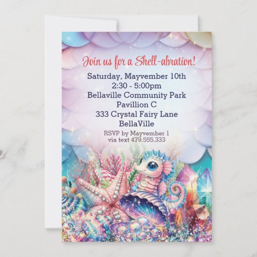 Zeemeermin Fairy Verjaardagsfeestje Kaart (Achterkant)