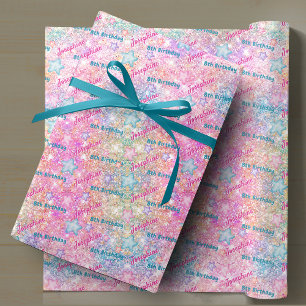 Zeemeermin fantasievolle kleurrijke verjaardag op  cadeaupapier