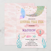 Zeemeermin feest verjaardagsuitnodiging kaart (Voorkant / Achterkant)