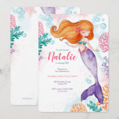 Zeemeermin Feestje 2 Kaart (Voorkant / Achterkant)