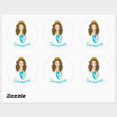 Zeemeermin Geel Classic Ronde Sticker (Vel)