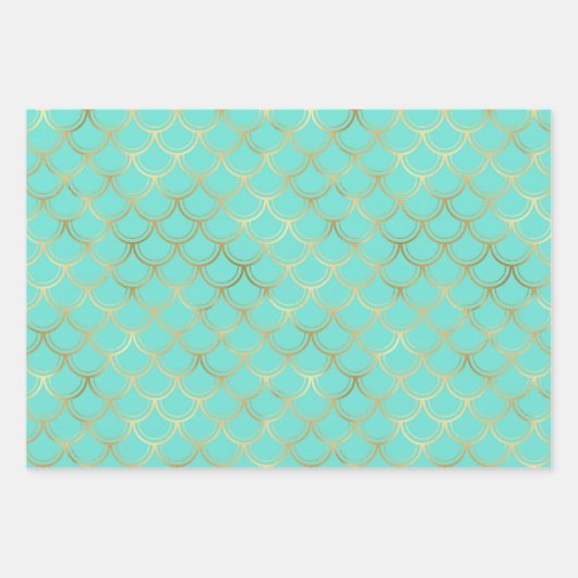 Zeemeermin, girafdruk en veren inpakpapier vel (Voorkant 3)