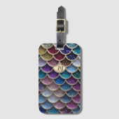 Zeemeermin glam glitterschalen bagagelabel (Voorkant (verticaal))