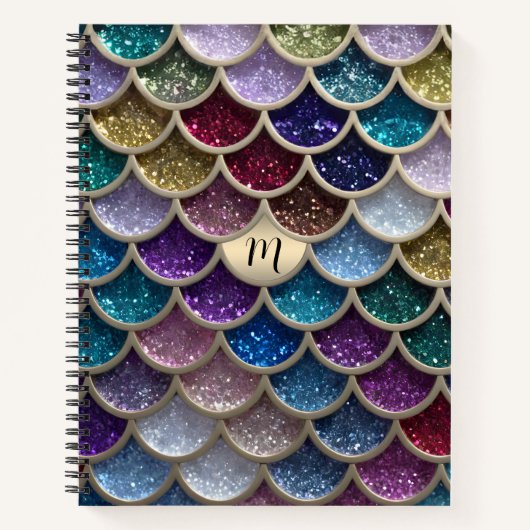 Zeemeermin glam glitterschalen notitieboek (Voorkant)