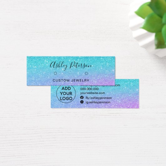 zeemeermin glitter blue paarse stuks oorscherm mini visitekaartjes (Bureau)