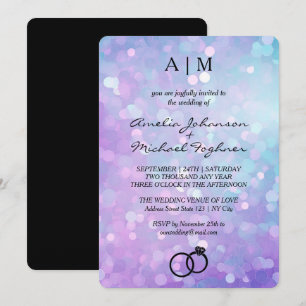 Zeemeermin Glitter Monogram Huwelijksuitnodiging Kaart