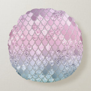 Zeemeermin Glitter Schubben #2 Rond Kussen