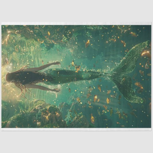 Zeemeermin Golden Glow Decoupage Tissuepapier (Voorkant)