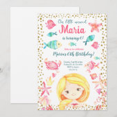 Zeemeermin Goud Confetti Zee Meisje Verjaardagsfee Kaart (Voorkant / Achterkant)