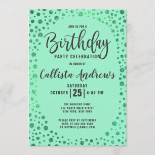 Zeemeermin Green Glitter Confetti Border Verjaarda Kaart