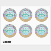 Zeemeermin Happy Birthday gepersonaliseerde Sticke Ronde Sticker (Vel)