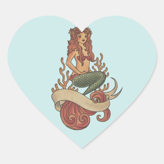 zeemeermin hart sticker (Voorkant)