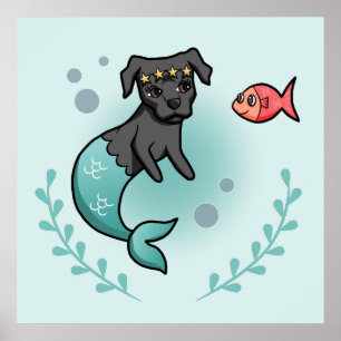 Zeemeermin Hond MerDog Mooie Kinderkamer Poster