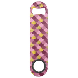 *~* Zeemeermin Huid Gold Foil Magenta Roze Speed Flessenopener