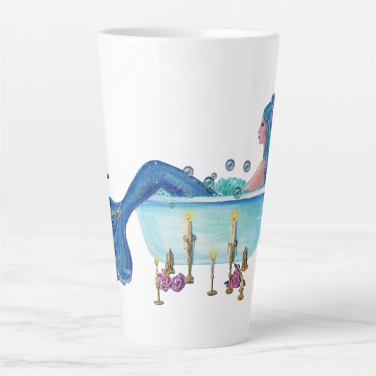 Zeemeermin in bad van Renee Lavoie Latte Mok (Voorkant)